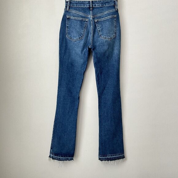 Free People Jeans Blue Slit Released Hem Hidden Button Fly 27 - Picture 2 of 11